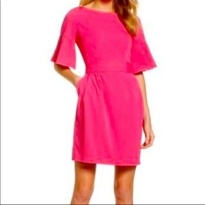 Eliza J Bell Sleeve Sheath Dress In Hot Pink Size 12